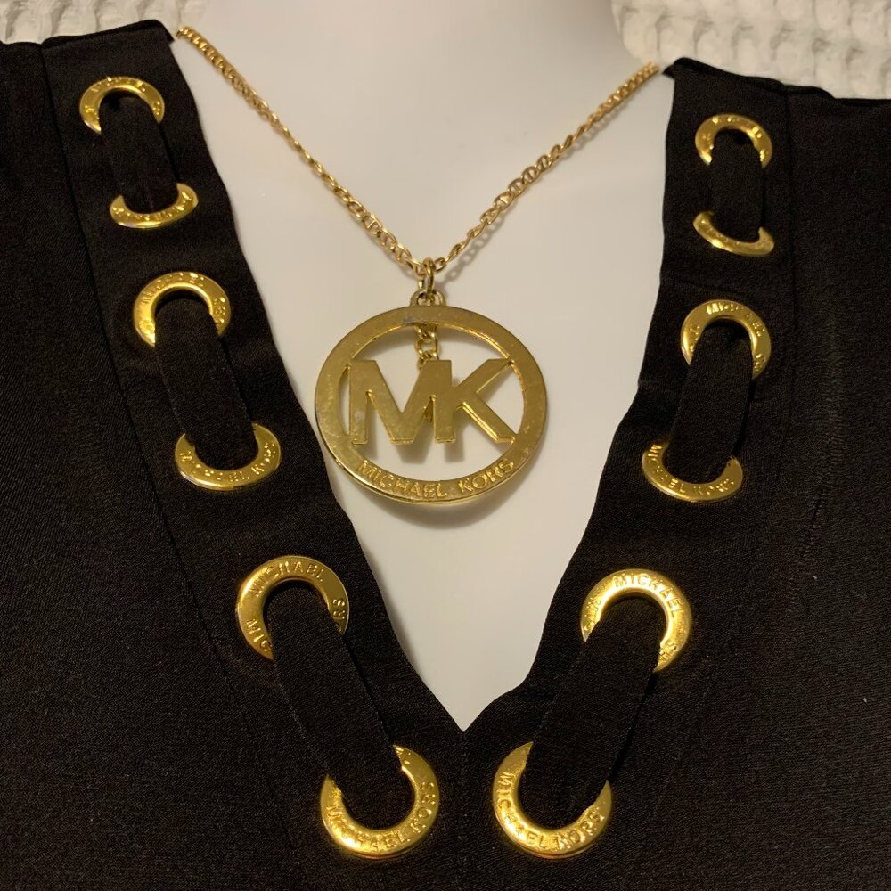 Michael Kors Black & Gold Sleeveless V-Neck Top